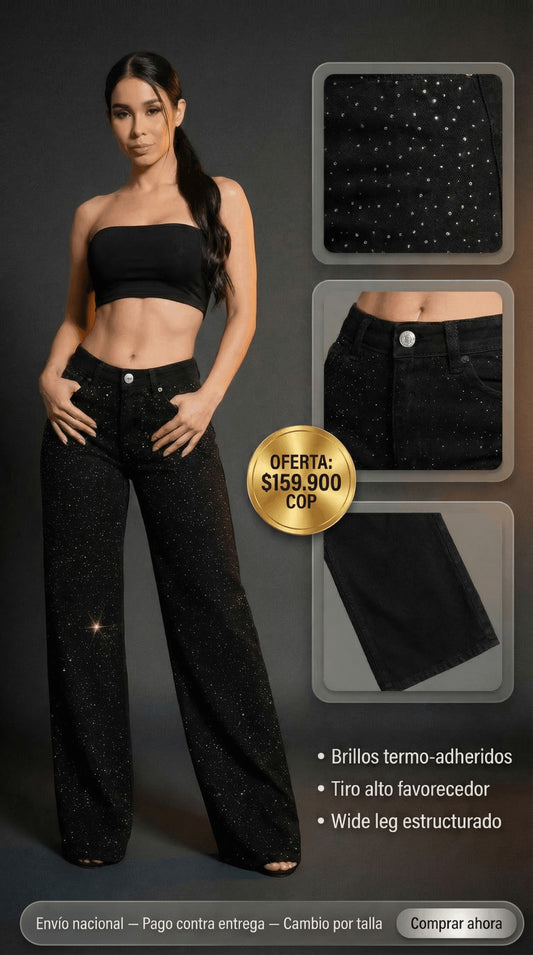 JEAN GLITTER NEGRO